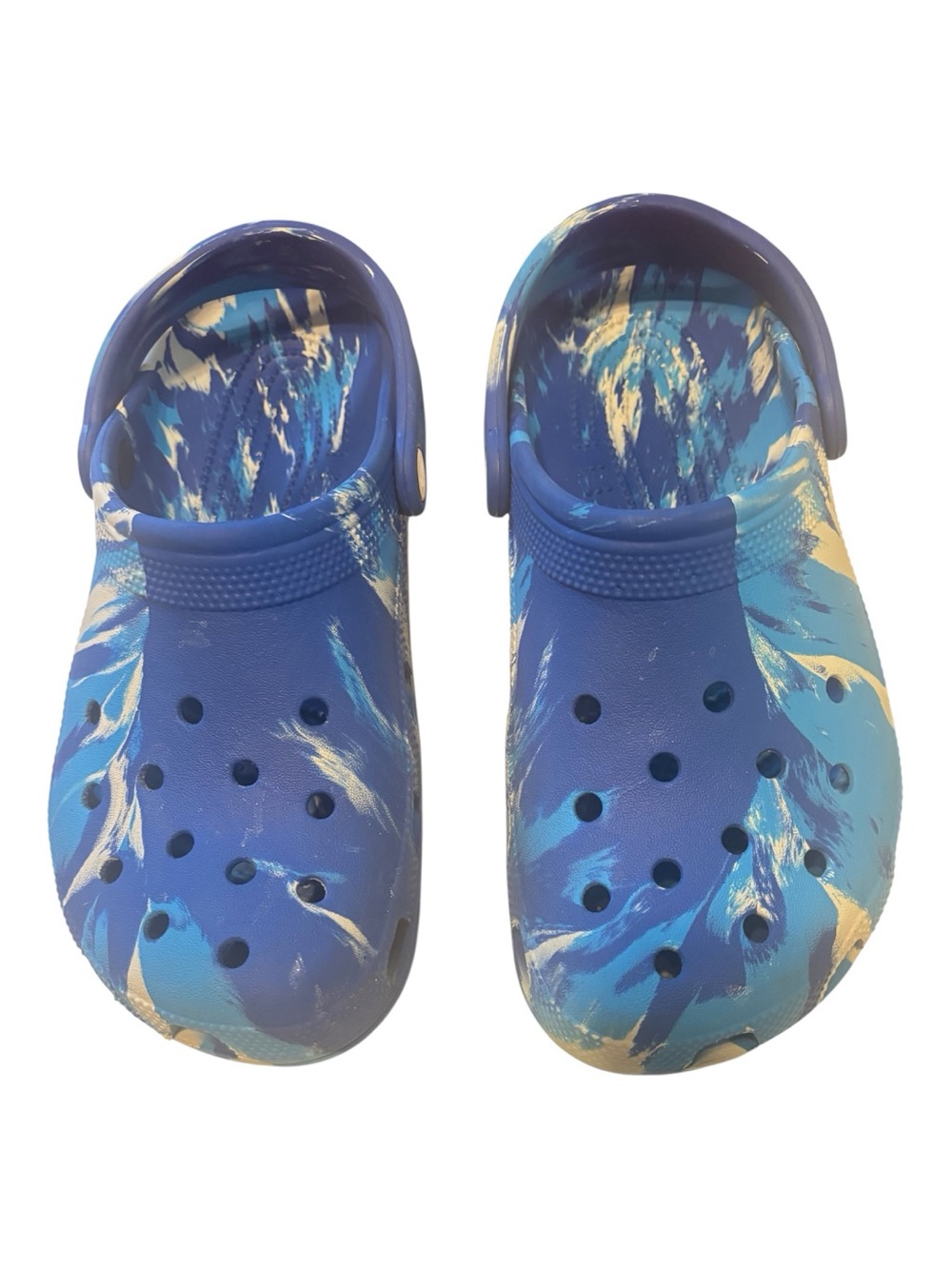 CROCS Blue Marble Slip-On Clogs Size women’s 10 Men’s 8